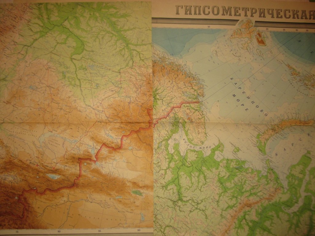 Гипсометрическая карта СССР.