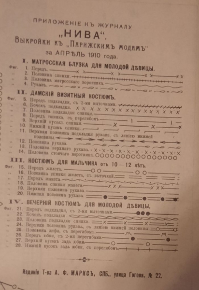 Дамские рукоделия. Приложение к «Парижским модам» за апрель 1910 г. при журнале «Нива».