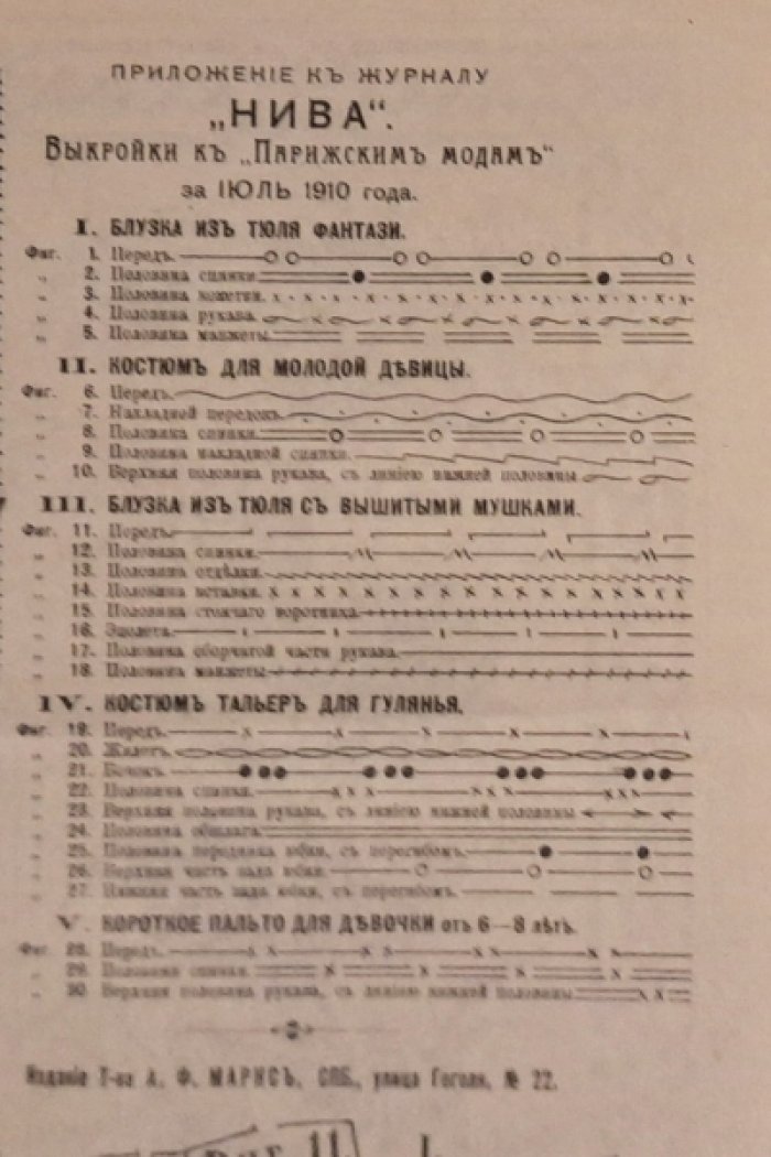 Дамские рукоделия. Приложение к «Парижским модам» за июль 1910 г. при журнале «Нива».