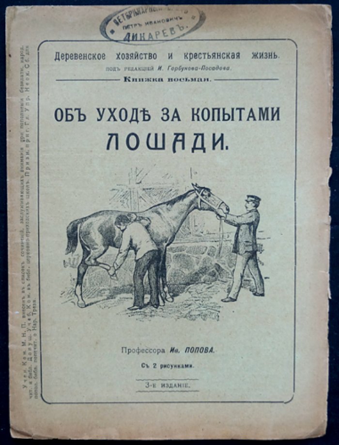 Попов И.П. Проф. Об уходе за копытами лошади.