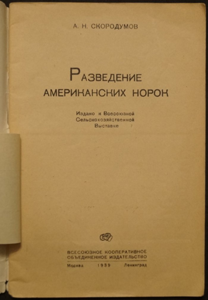 Скородумов А. Н. Разведение американских норок.
