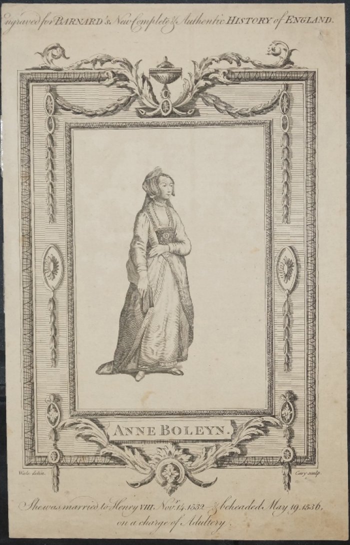 Анна Болейн (Anne Boleyn). Гравюра на меди из издания Barnards New Complete and Authentic History of England