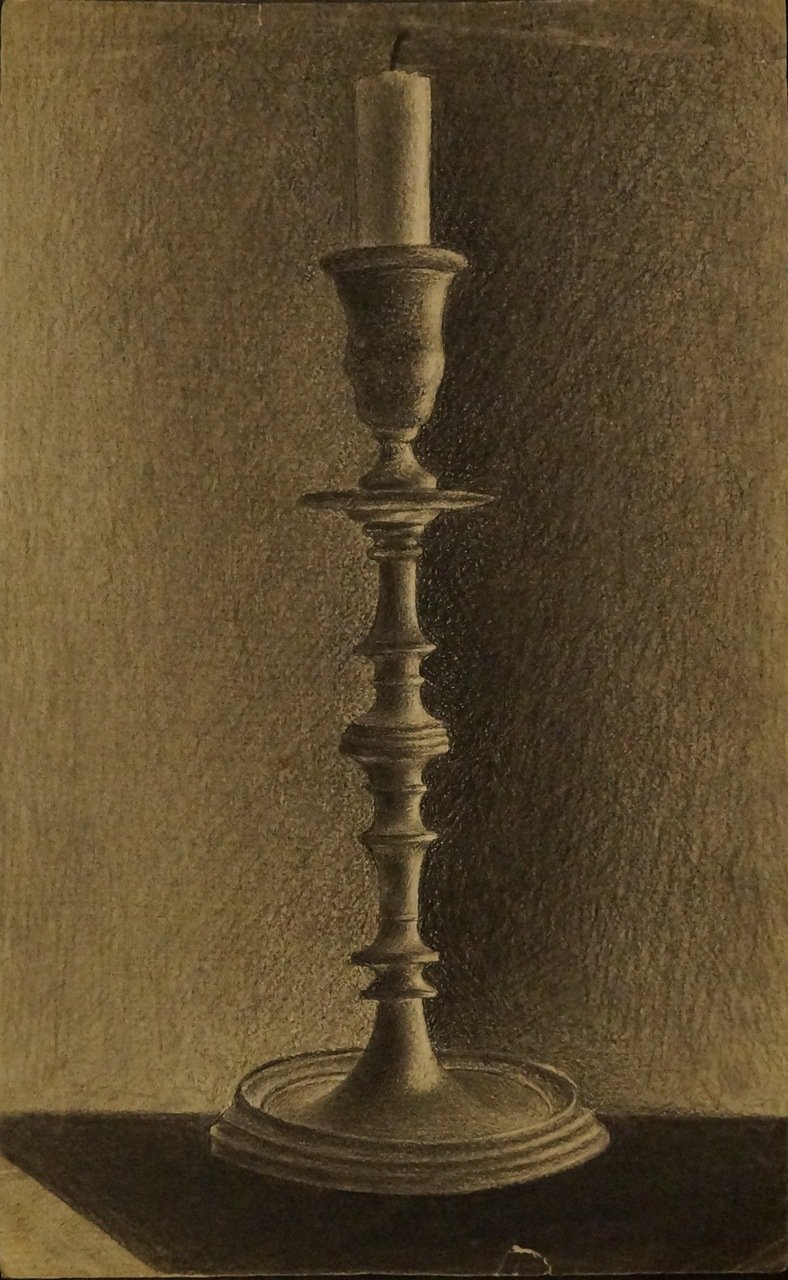 Михаил Попов. Рисунок «Свеча в подсвечнике» (1884)