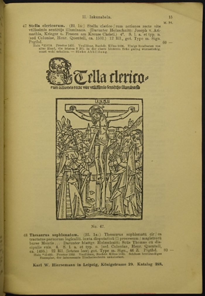 Инкунабулы и иллюстрированные издания XVI века: каталог №388 (1910)