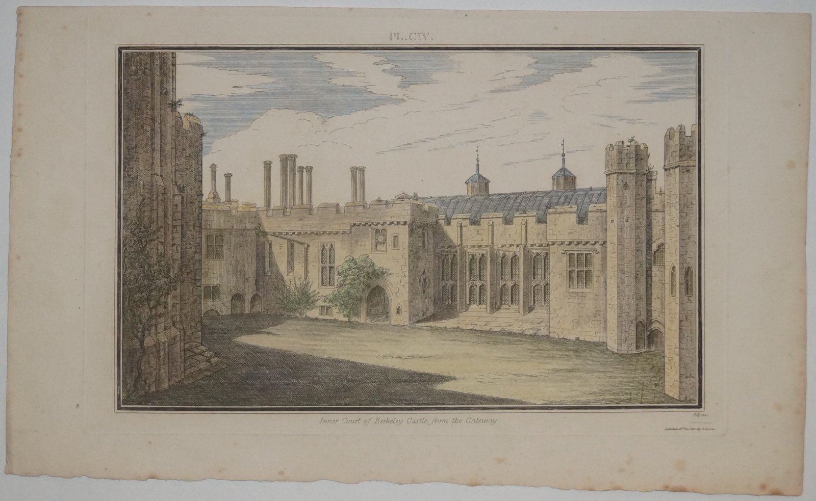 Вид на внутренний двор замка Беркли от ворот (Inner Court of Berkeley Castle from the Gateway). Лист CIV из «Собрания глостерширских древностей»