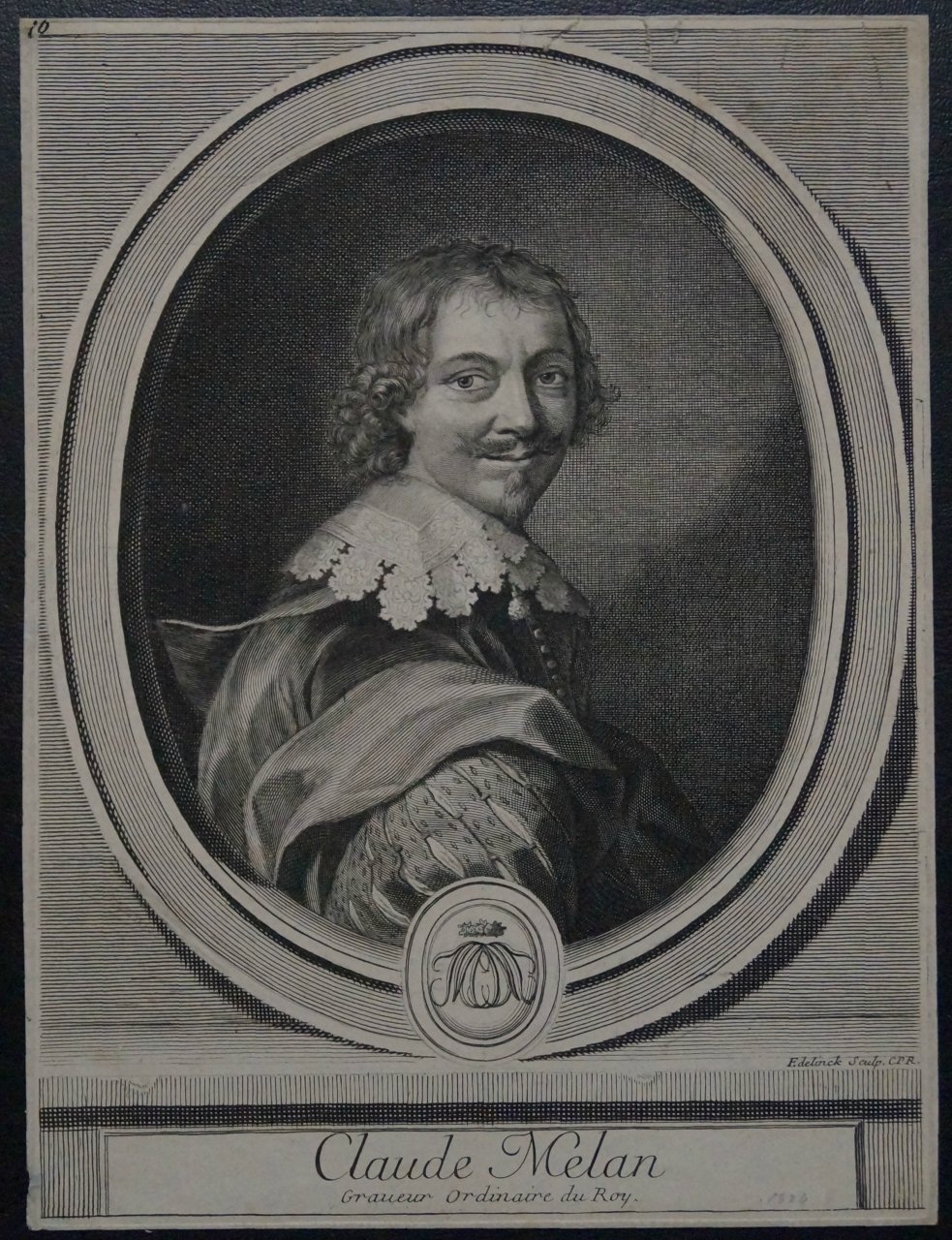 Эделинк Жерар (Edelinck Gerard). Портрет Клода Мелана (Claude Melan). Резцовая гравюра на меди, XVIII век