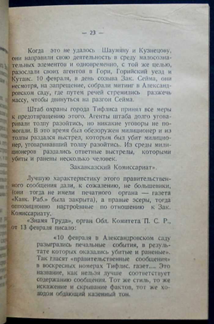 С. Е. Сеф. Расстрел в Александровском саду (10 февраля 1918 г., Тифлис): из архивов о событиях революции в Закавказье