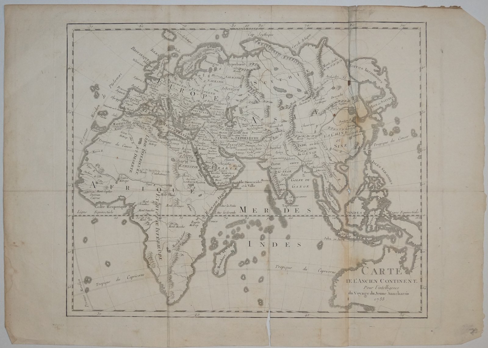 Карта древнего континента (Carte de l’Ancien Continent). Гравюра на меди, 1788