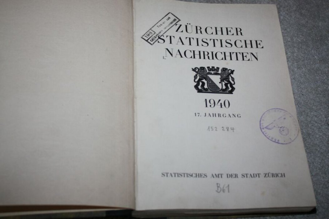 Zurcher statistische nachrichten. Цюрихские статистические известия. 1940.