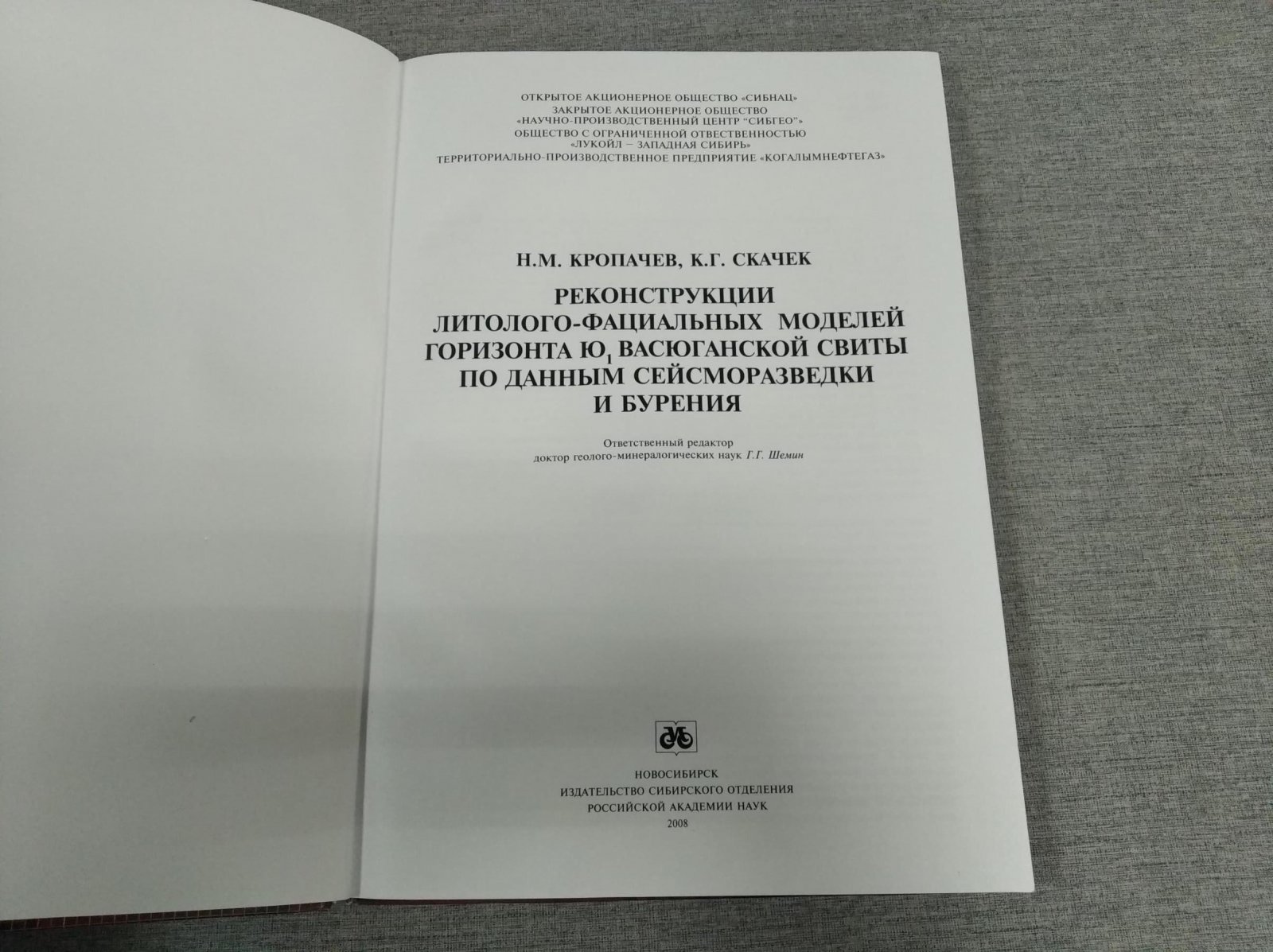 Кропачев Н., Скачек К. Реконструкции литолого-фациальных моделей горизонта Ю1 васюганской свиты по данным сейсморазведки и бурения.