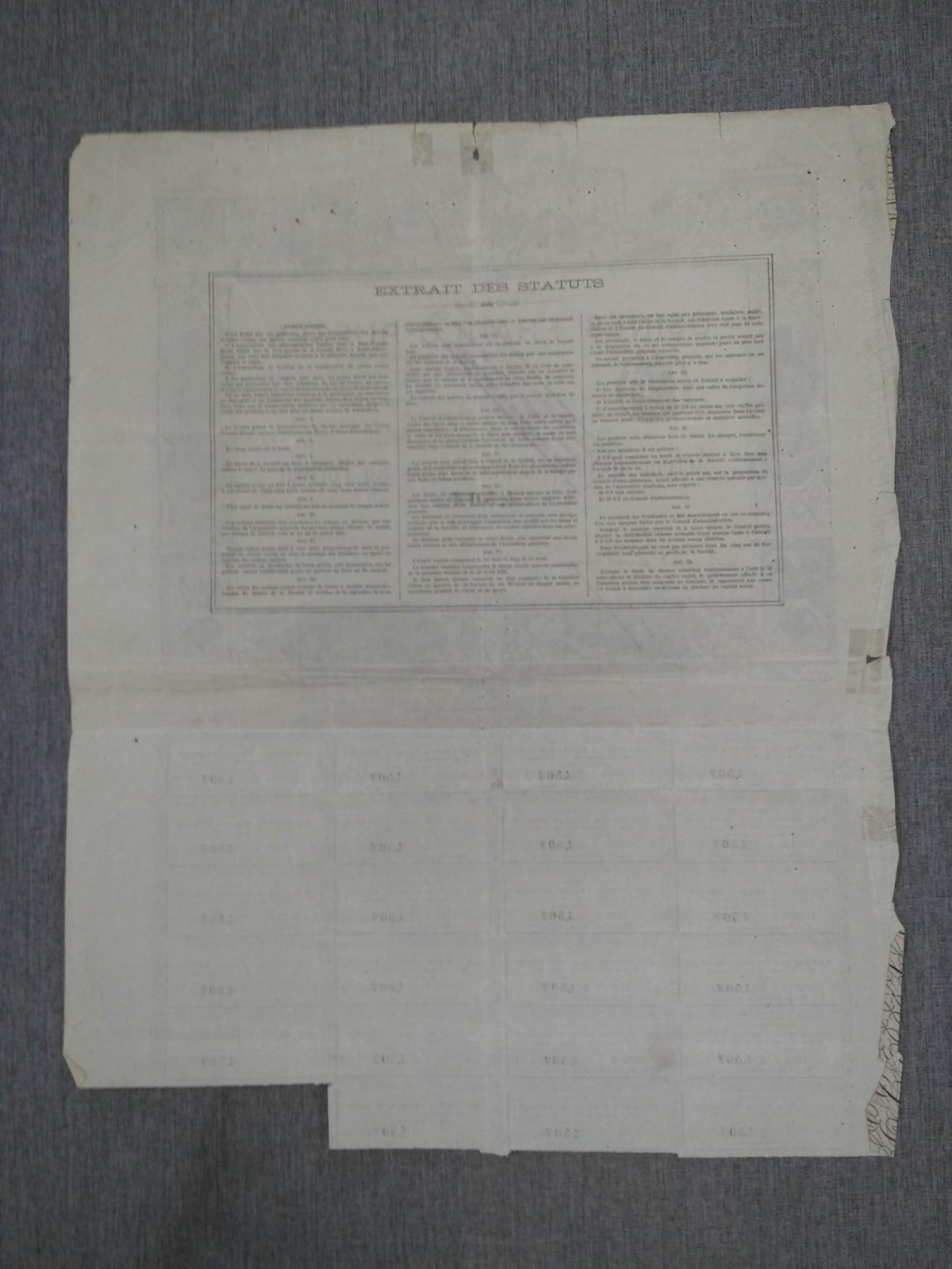 Акция 500 франков. Общество Франко-Русских заводов 1881 г.