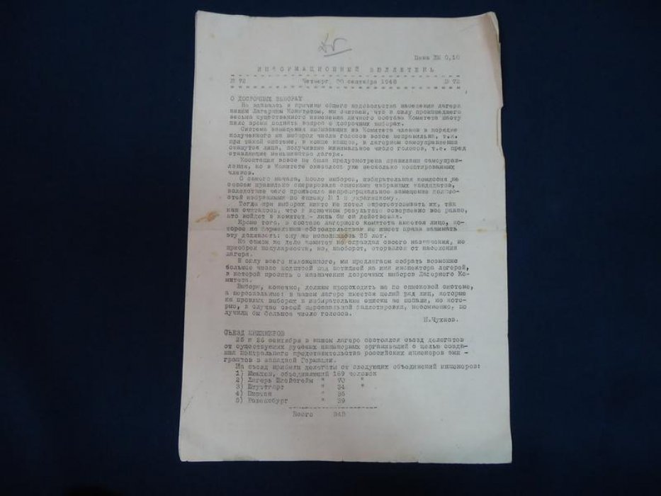 Информационный бюллетень. Четверг, 30 сентября 1948 г.