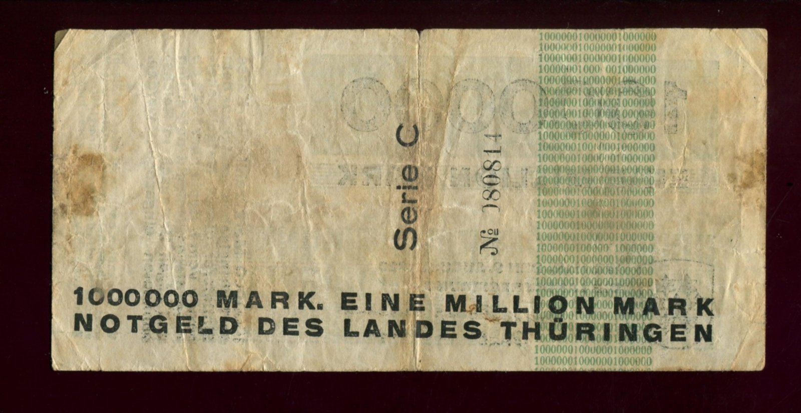 Бона. 1000000 (1 миллион) марок 1923 г. Веймар Германия Нотгельд