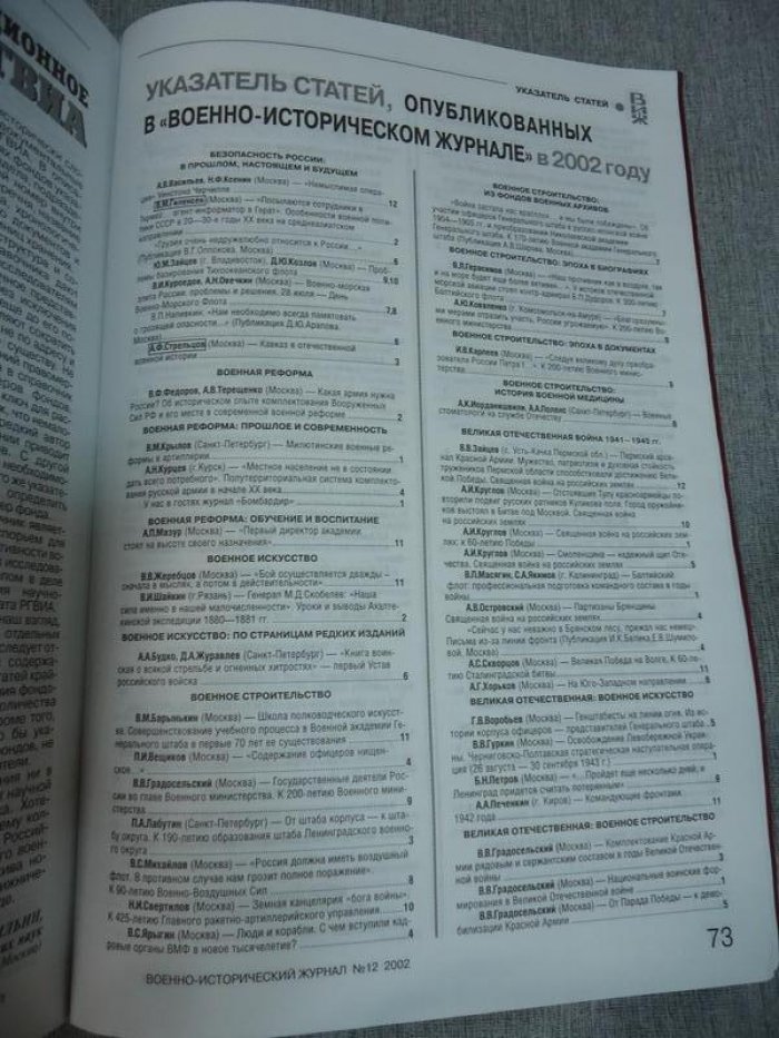 Военно - исторический журнал. № 1 - 12, 2002 г.