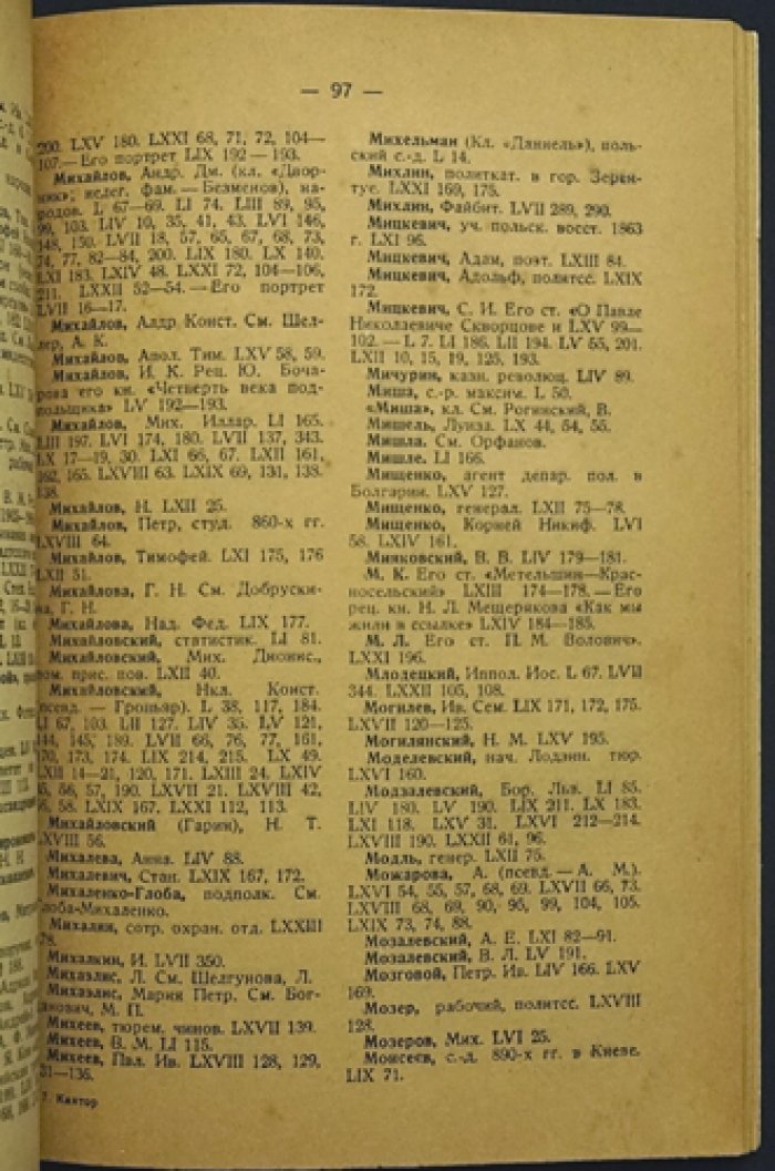 Именной указатель к «Каторга и Ссылка» за 1929–1930 гг. (историко-революционный вестник)