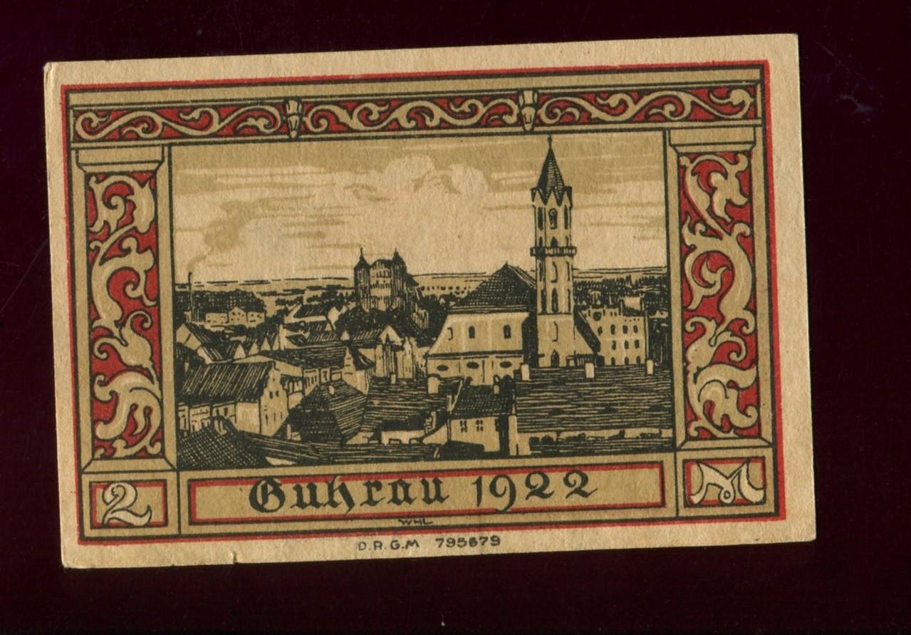 Бона. 2 марки 1922 г. Нотгельд Гухрау Германия