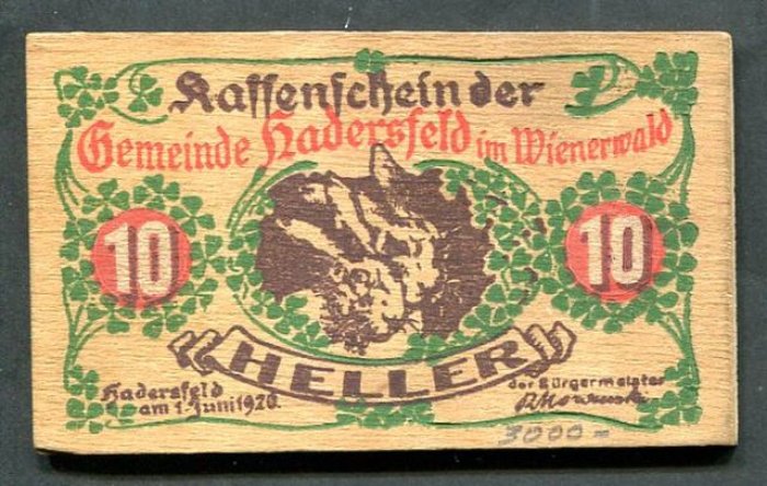 Бона. 10 геллеров 1920 г. Нотгельд. Австрия
