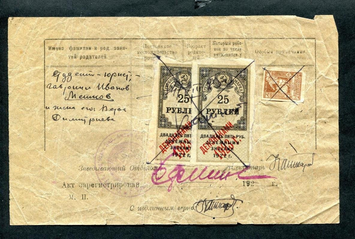 Выпись из книги записей рождений. 1923 г.