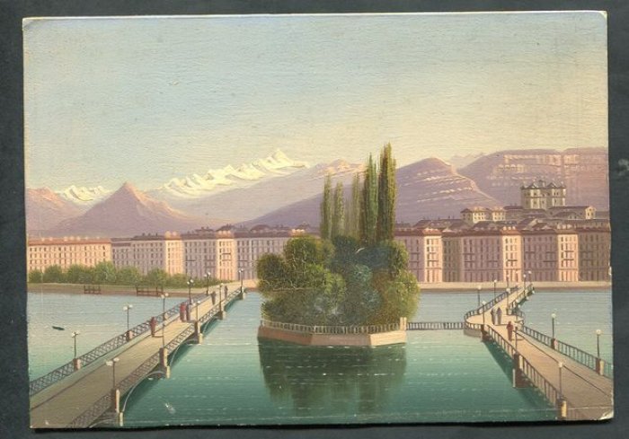 Рекламная картинка. Женева. Мост Монт-Бланк.