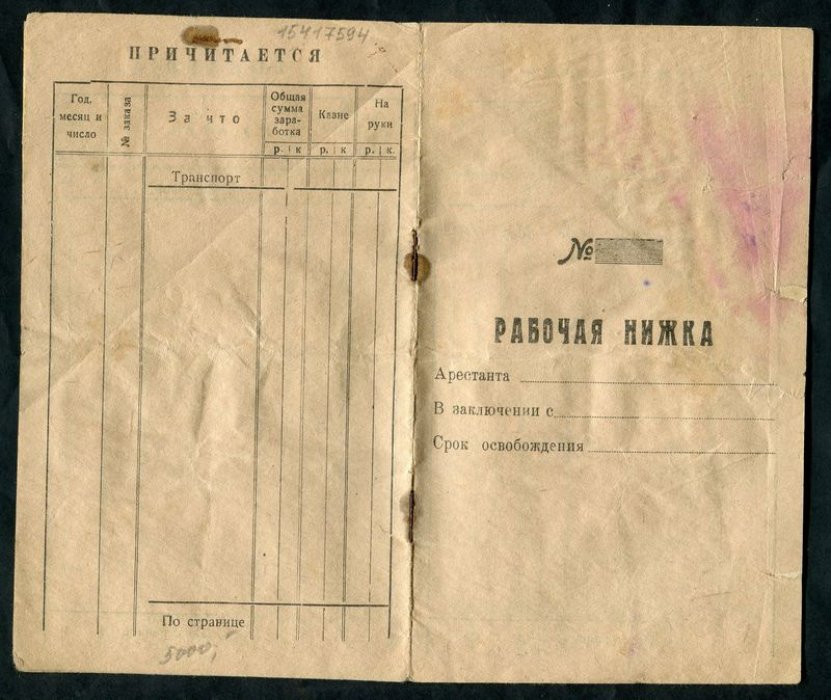 Рабочая книжка арестанта.