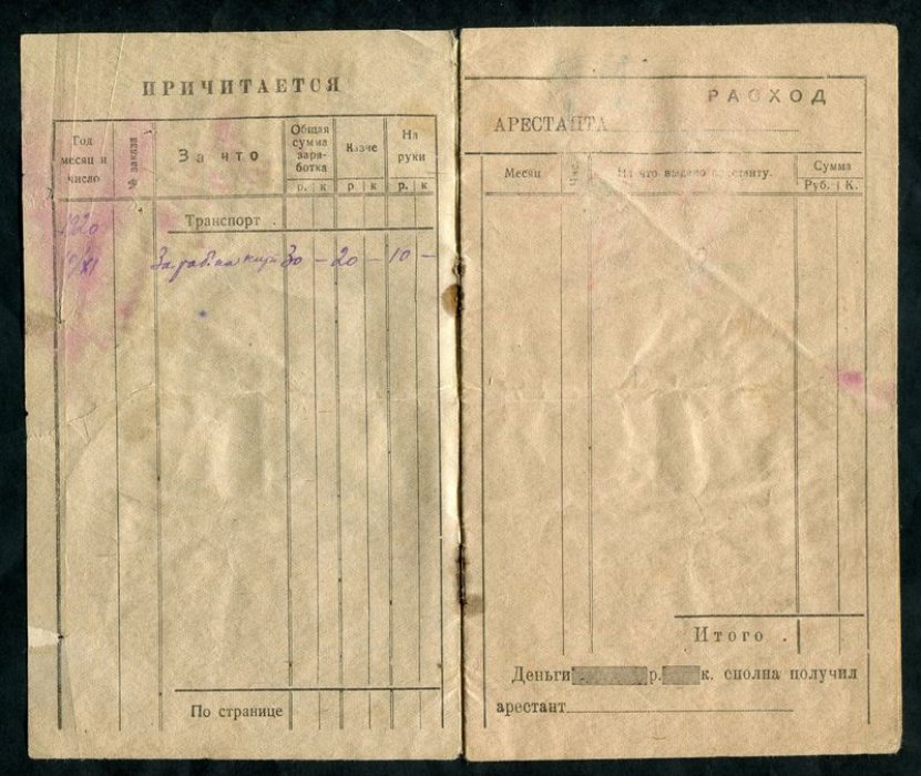 Рабочая книжка арестанта.