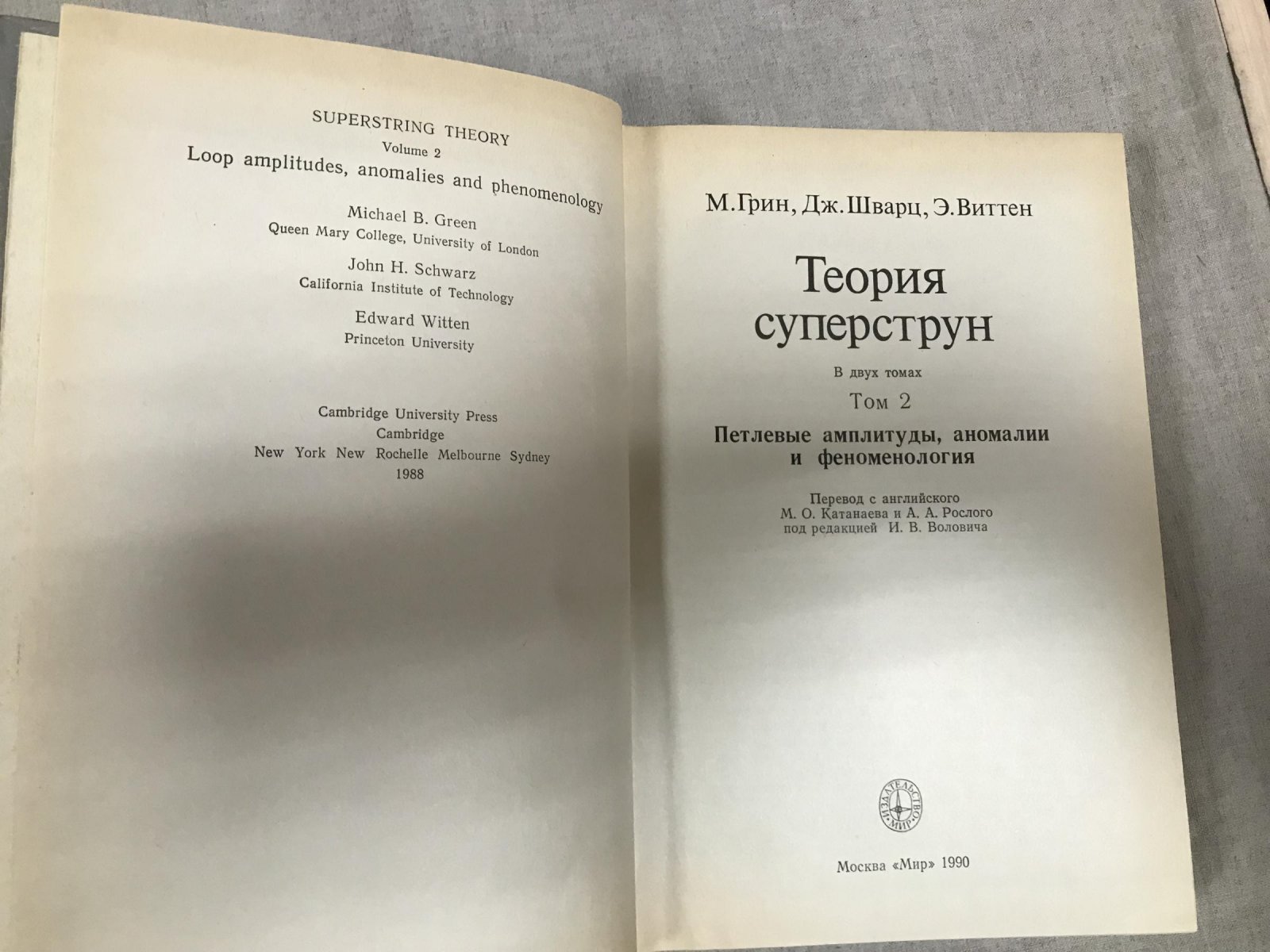 Грин М., Шварц Дж., Виттен Э. Теория суперструн. В двух томах (комплект).