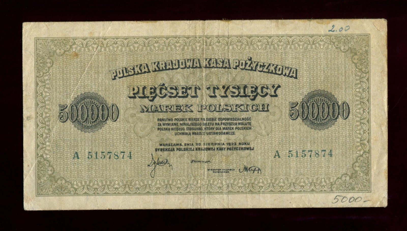 Бона. 500000 марок 1923 г. Польша