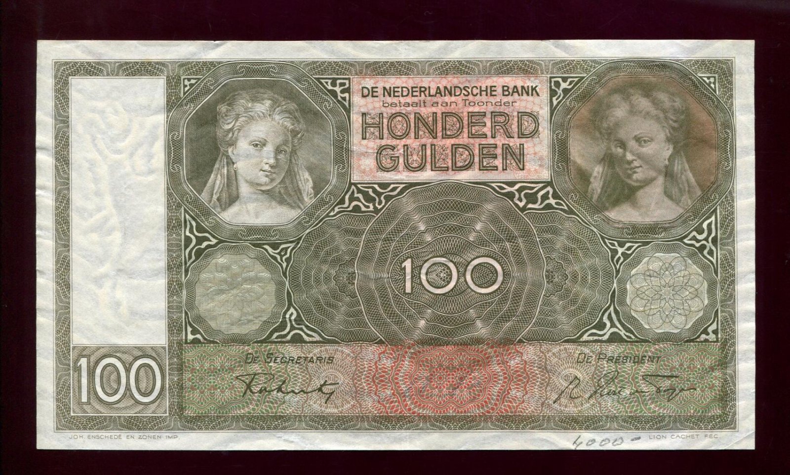 Бона. 100 гульденов 1941 г. Нидерланды