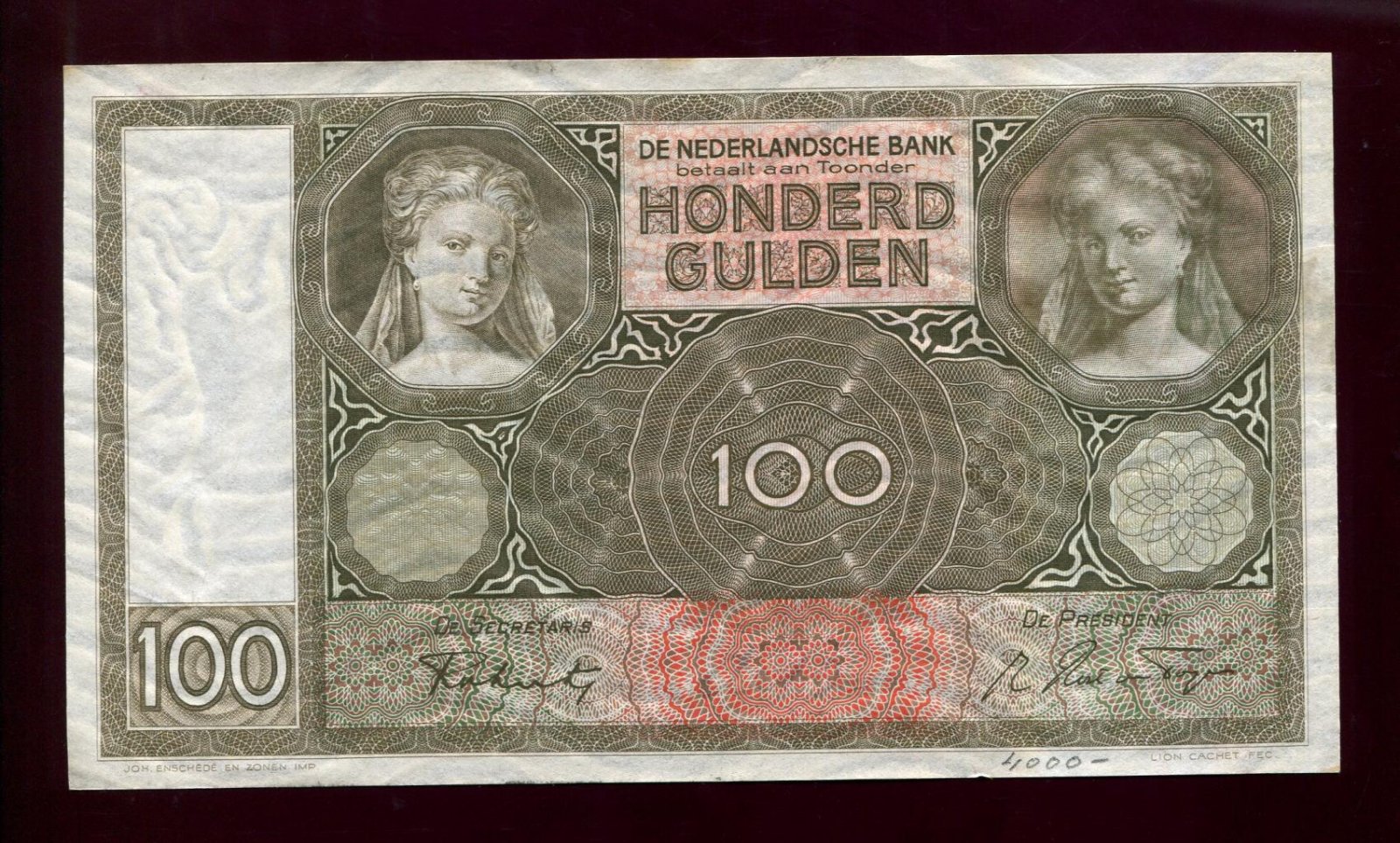 Бона. 100 гульденов 1942 г. Нидерланды