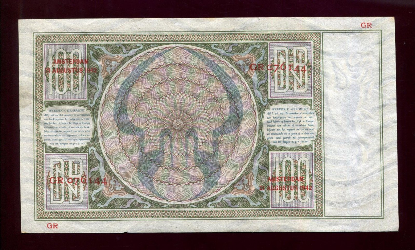 Бона. 100 гульденов 1942 г. Нидерланды