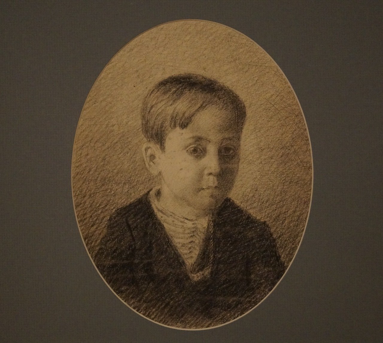 Портрет мальчика. Рисунок на бумаге (черный мел, белила), 1838