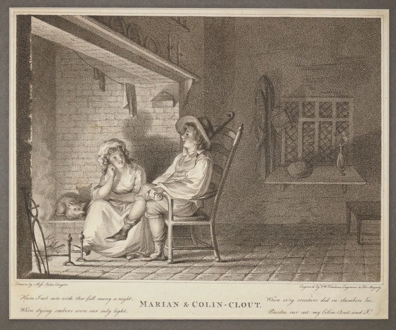 Гравюра «Marian and Colin-Clout» (сцена из пьес Шекспира). Англия, конец XVIII – начало XIX века
