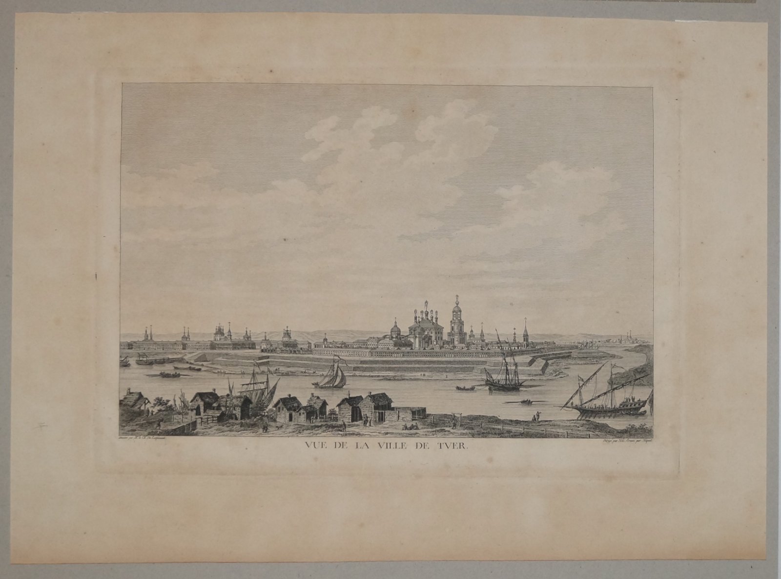 Вид города Тверь (Vue de la Ville de Tver). Гравюра на меди, 1783