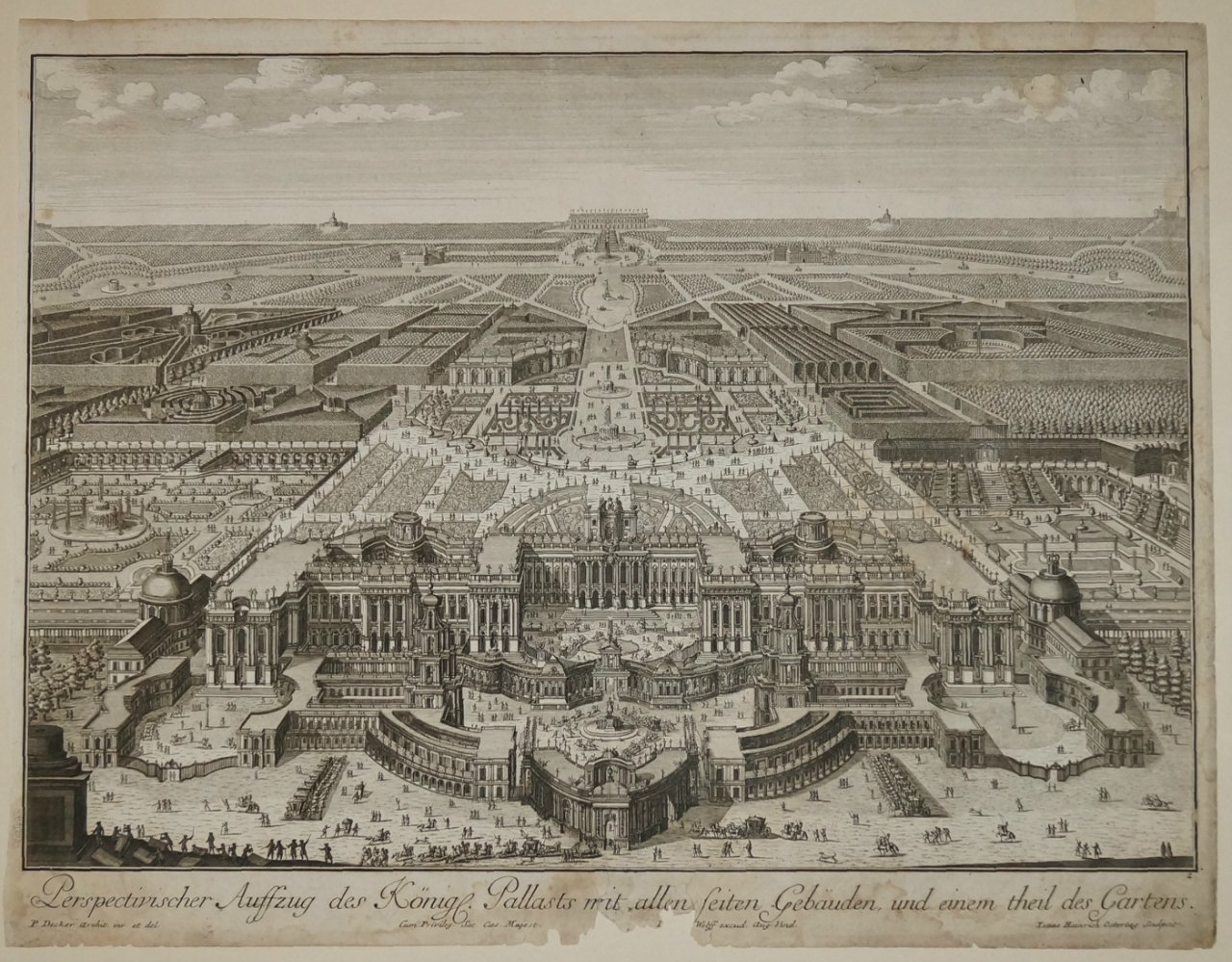 Перспективный вид Королевского дворца: постройки и фрагмент сада