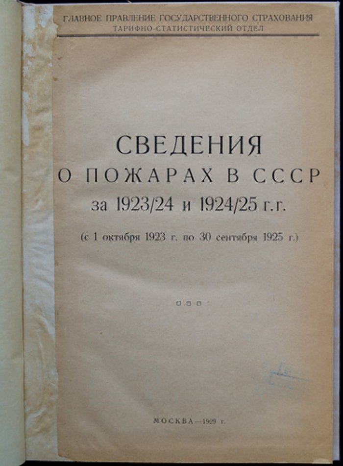 Пожары в СССР (1923/24–1924/25 гг.): статистические сведения и анализ Главного правления государственного страхования
