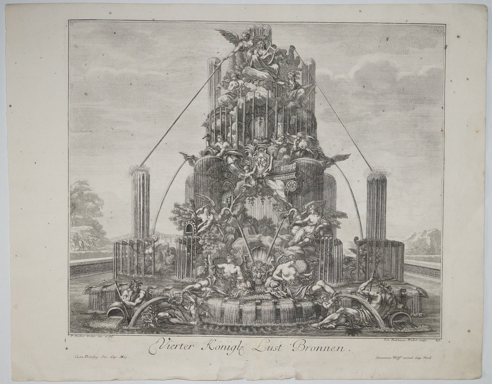 «Четвертый фонтан» (Vierter Konigl Lust Bronnen). Гравюра по рисунку П. Деккера, 1713