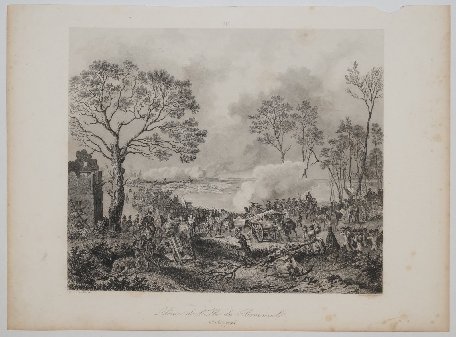 Гравюра «Взятие острова Боммель» (28 декабря 1794 г.) / Prise de l’Ile de Bommel. 28 dec. 1794 — Франция, ок. 1840
