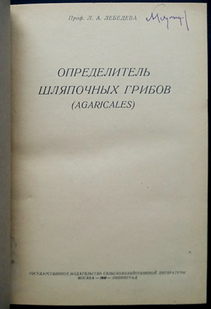 Определитель шляпочных грибов (Agaricales) / проф. Л.А. Лебедева