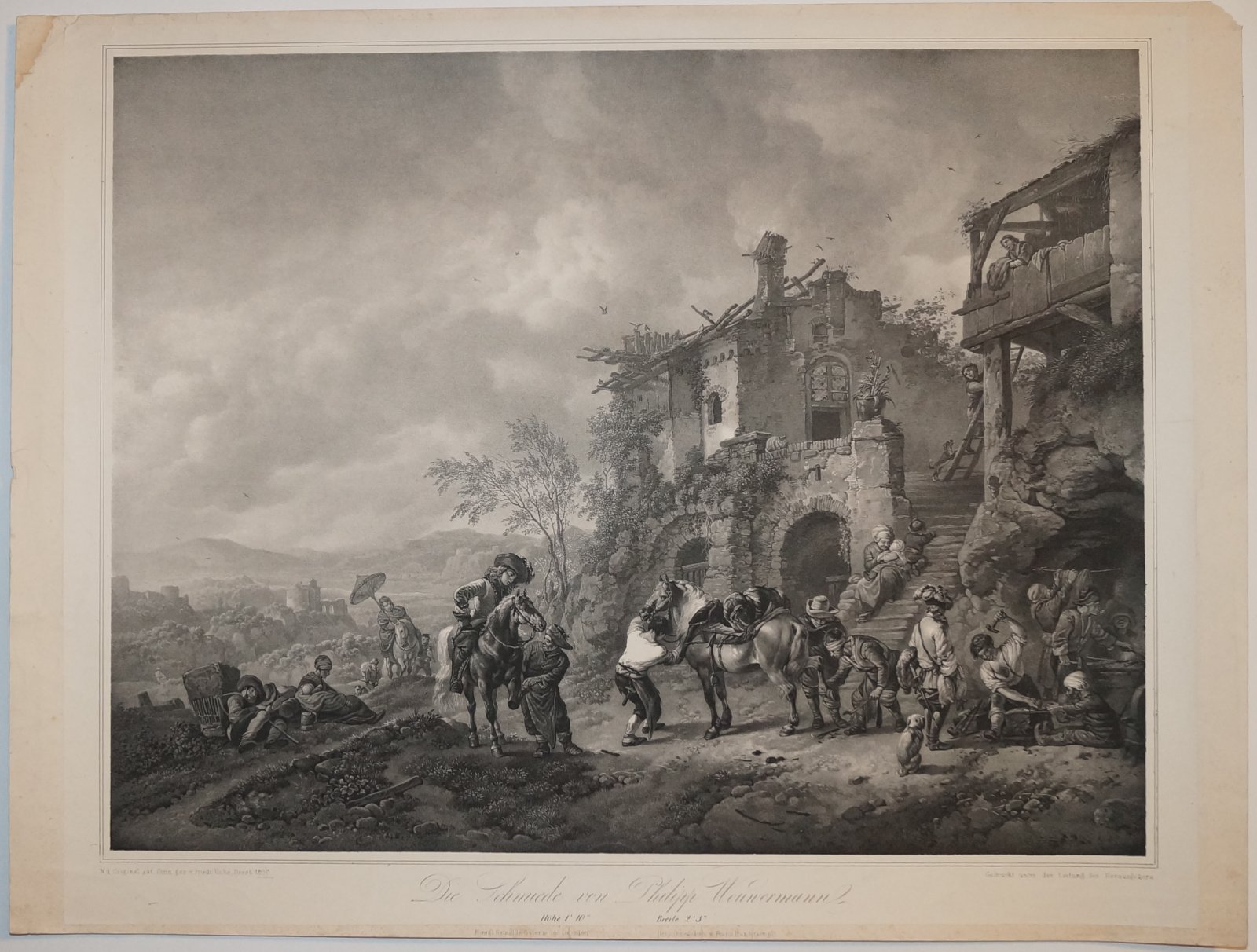 «Кузница Филипса Вауэрмана» — литография (Die Schmiede von Philipp Wouwermann), Мюнхен, 1837