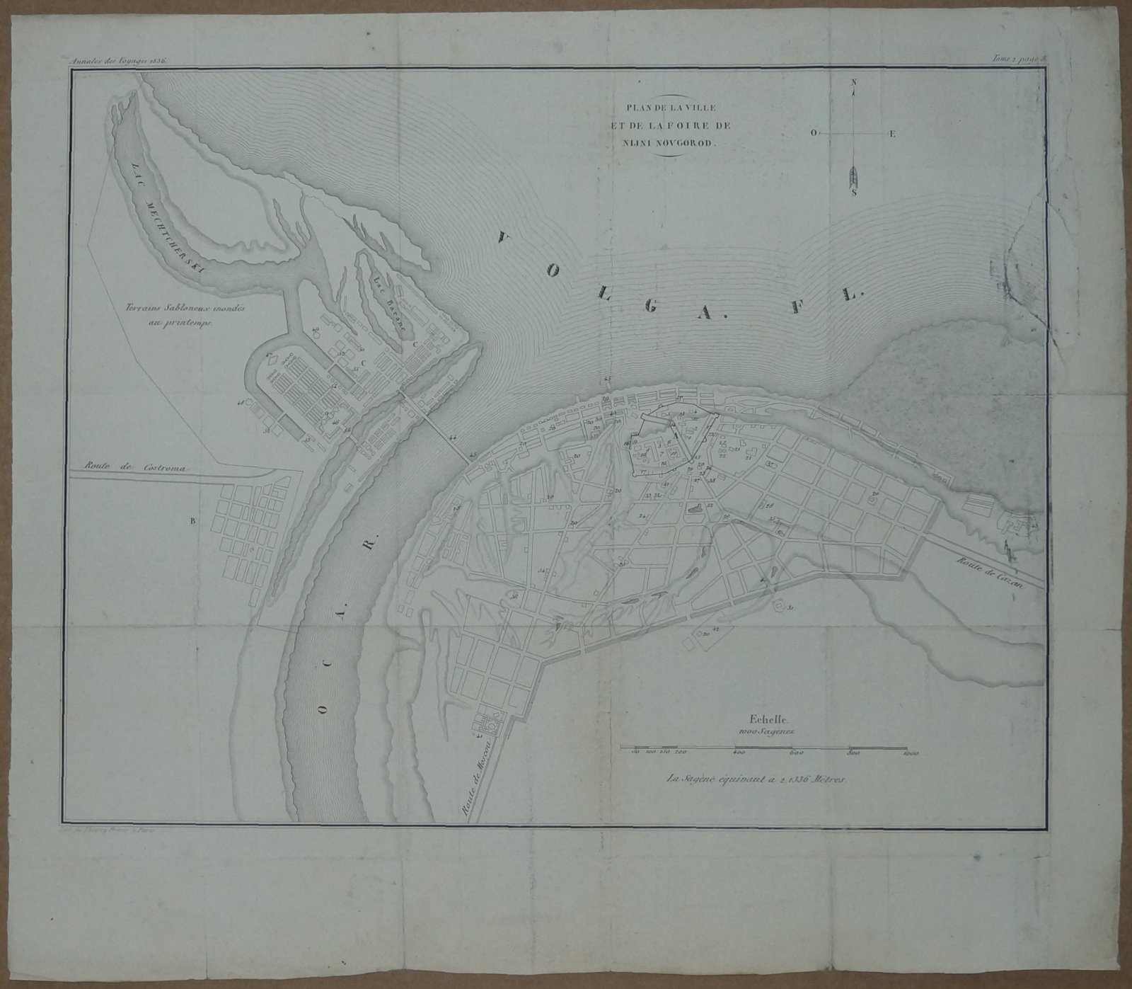План города Нижний Новгород и ярмарки. Литография из атласа, Париж, 1836