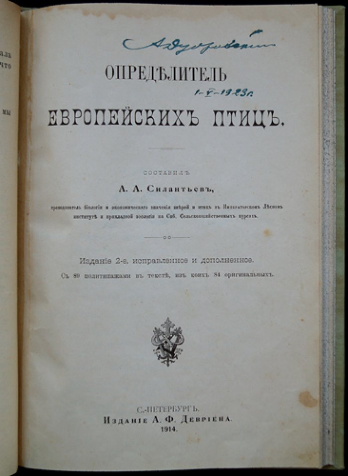 Конволют: «Черная семья» Д. Кайгородова и «Определитель европейских птиц» А. А. Силантьева (2-е изд.)