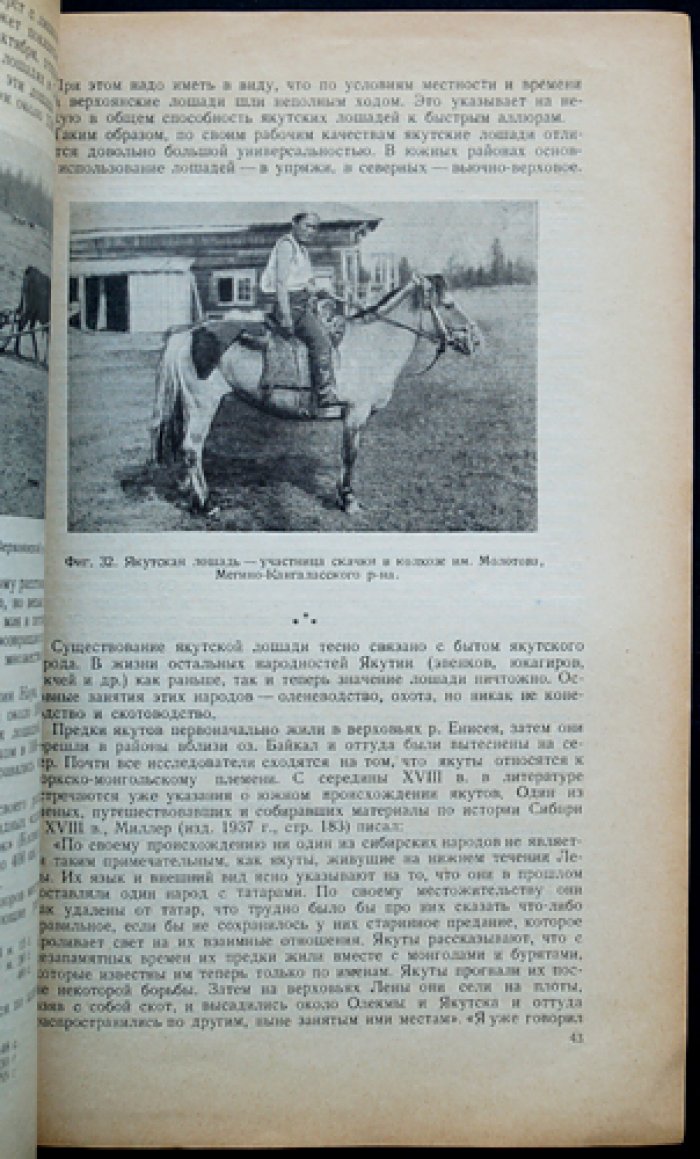 Коневодство Якутской АССР (Якутская экспедиция, 1938): разведение, типы и использование якутских лошадей