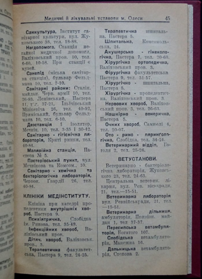 «Вся Одесса» на 1931 год — справочник, медицинский указатель и городские планы