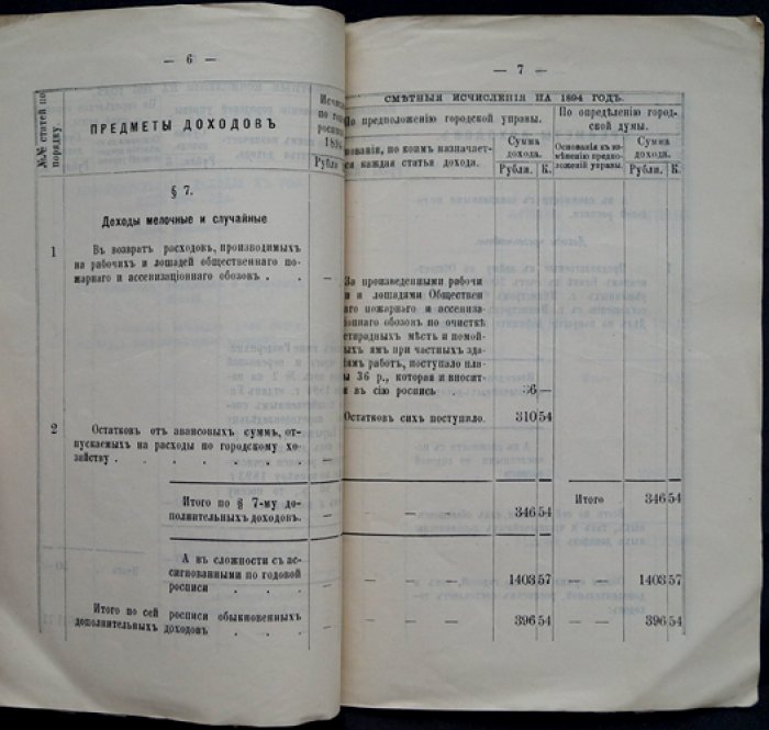 Дополнительные росписи губернского города Вятки за 1894 год (комплект двух книг)