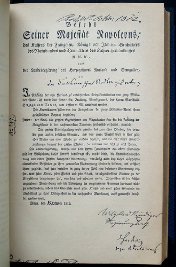Акты, документы и материалы по политической и бытовой истории 1812 года. Том 2: Балтийская окраина в 1812 году