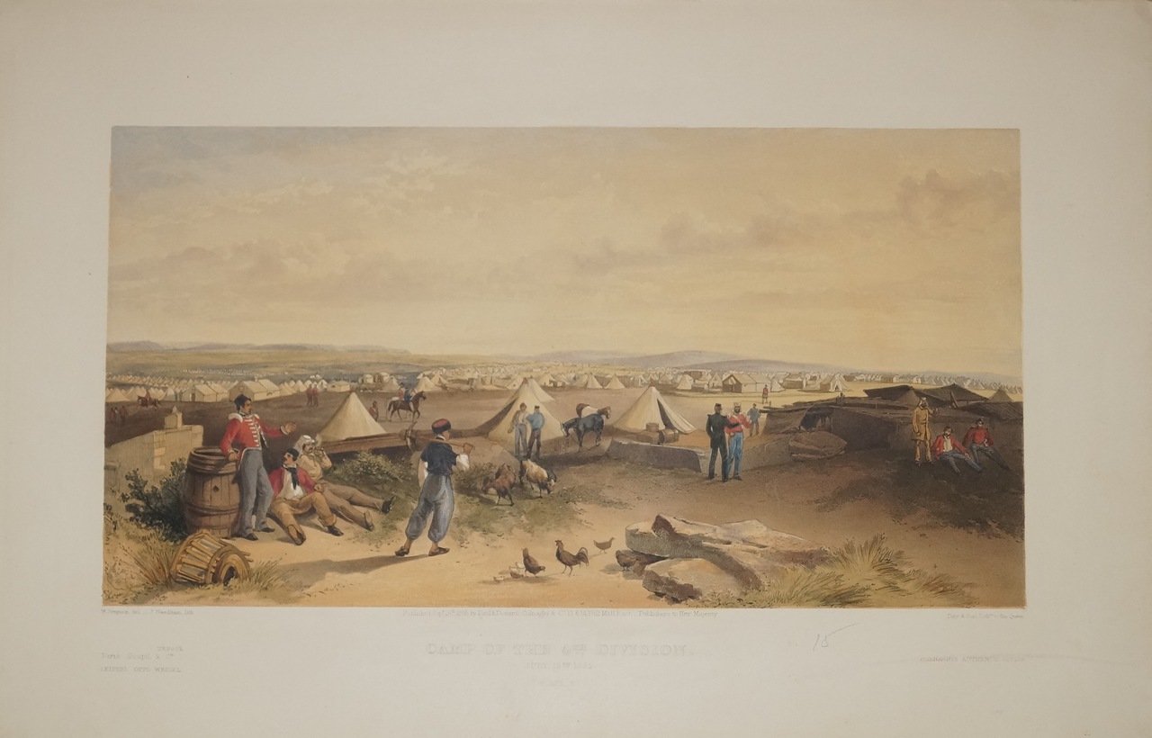 Лагерь 4-й дивизии в Крыму, 15 июля 1855 года. Литография из альбома Уильяма Симпсона о войне на Востоке