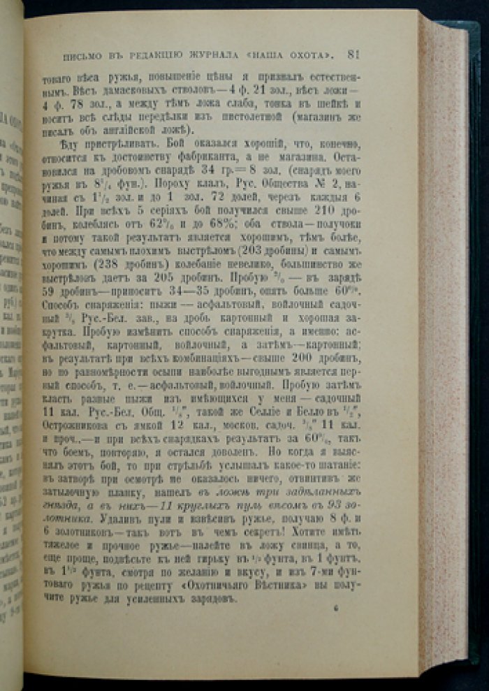 Наша охота: комплект из 6 номеров за 2-е полугодие 1910 года (охота, ружейное дело, псовая охота, рыболовство)