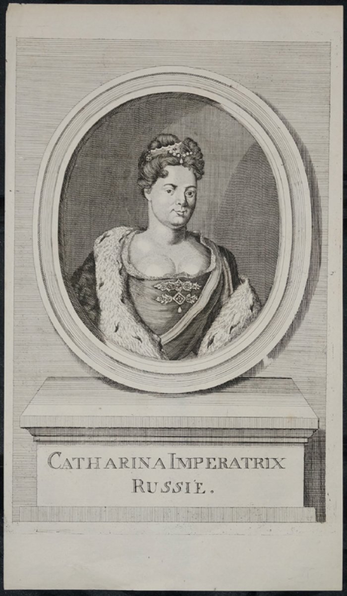 Екатерина I, Императрица Российская — гравюра на меди из Theatrum Europaeum (1734)