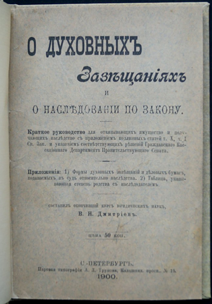 О духовных завещаниях и наследовании по закону: правовые положения и порядок передачи имущества (по Своду законов Российской империи)