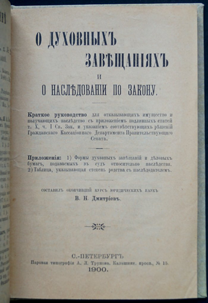 О духовных завещаниях и наследовании по закону: правовые положения и порядок передачи имущества (по Своду законов Российской империи)